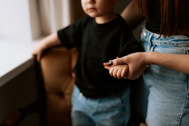 Therapist working with child and mother